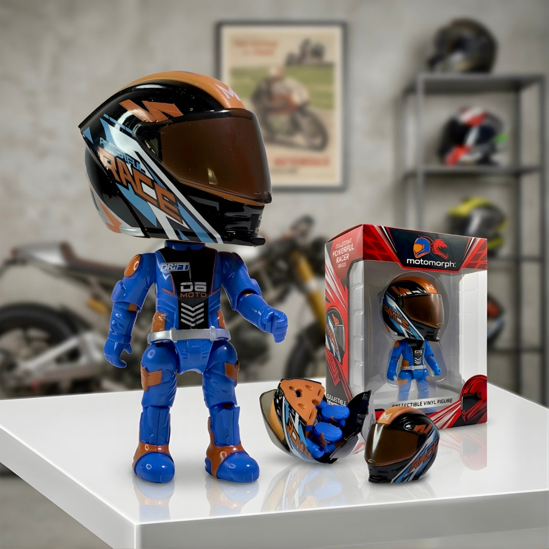 MotoMorph™ Motorcycle Helmet that Transforms into a Figure